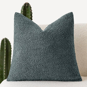 NNEDSZ 2 Pcs Gray Blue Luxury Boucle Pillow Cover - Solid Color Faux Shearling Cushion Case for Sofa, 45x45cm, 230g (Pillow Insert Not Included)