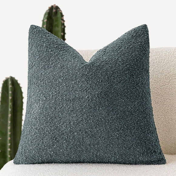 NNEDSZ 2 Pcs Gray Blue Luxury Boucle Pillow Cover - Solid Color Faux Shearling Cushion Case for Sofa, 45x45cm, 230g (Pillow Insert Not Included)