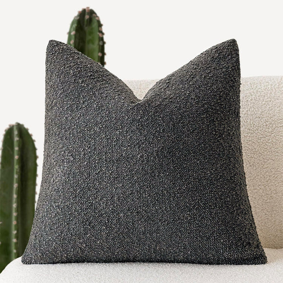 NNEDSZ 2 Pcs Dark Gray Luxury Boucle Pillow Cover - Solid Color Faux Shearling Cushion Case for Sofa, 45x45cm, 230g (Pillow Insert Not Included)