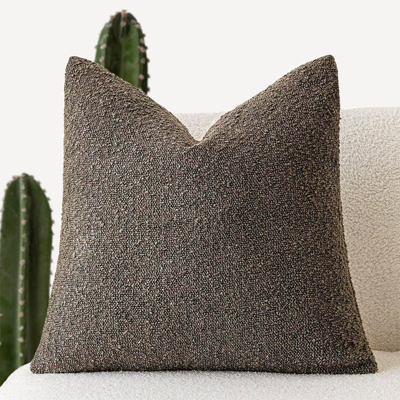 NNEDSZ 2 Pcs Brown Luxury Boucle Pillow Cover - Solid Color Faux Shearling Cushion Case for Sofa, 45x45cm, 230g (Pillow Insert Not Included)