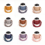 NNEDSZ 2 Pcs Red Detachable Chain Coffee Cup Sleeve - PU Leather Insulated Cup Holder with Handle, 16cm Top, 70g(Cup not included, only cup sleeve and chain)