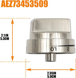NNEDSZ 2 Pcs Silver AEZ73453509 Oven Stove Knob Assembly - Stainless Steel Replacement for AEZ72909008, Easy Install & Durable Upgrade