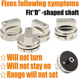 NNEDSZ 2 Pcs Silver AEZ73453509 Oven Stove Knob Assembly - Stainless Steel Replacement for AEZ72909008, Easy Install & Durable Upgrade