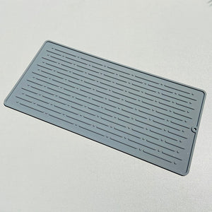 NNEDSZ 30*14.5CM Grey Silicone Draining Mat 4-Pack - Heat-Resistant Non-Slip Kitchen and Bathroom Pad for Cups and Utensils