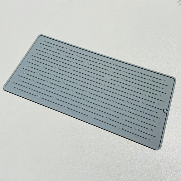 NNEDSZ 30*14.5CM Grey Silicone Draining Mat 4-Pack - Heat-Resistant Non-Slip Kitchen and Bathroom Pad for Cups and Utensils