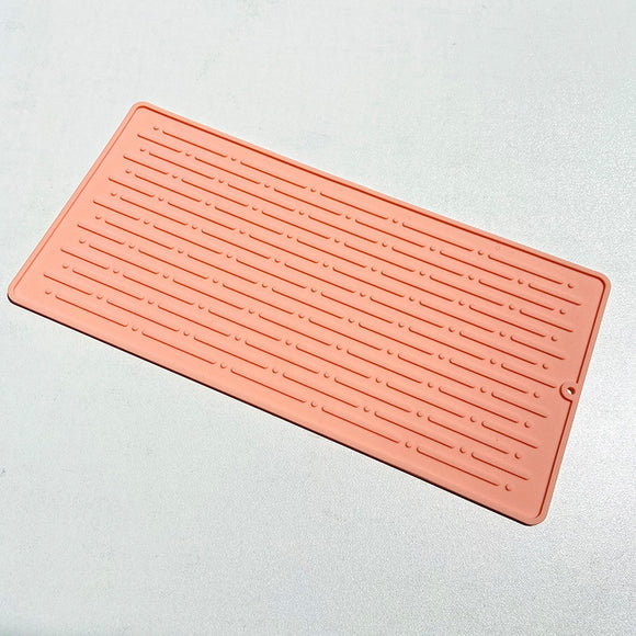 NNEDSZ 30*14.5CM Pink Silicone Draining Mat 4-Pack - Heat-Resistant Non-Slip Kitchen and Bathroom Pad for Cups and Utensils