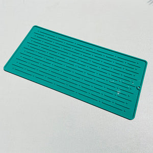 NNEDSZ 30*14.5CM Green Silicone Draining Mat 4-Pack - Heat-Resistant Non-Slip Kitchen and Bathroom Pad for Cups and Utensils