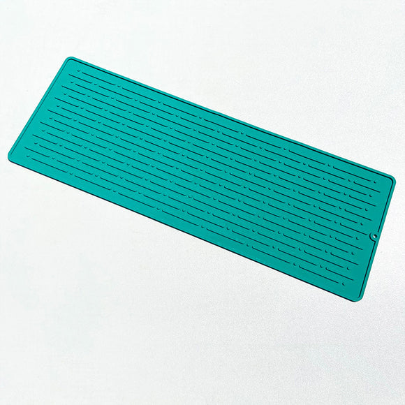 NNEDSZ 40.5*14.5CM Green Silicone Draining Mat 4-Pack - Heat-Resistant Non-Slip Kitchen and Bathroom Pad for Cups and Utensils