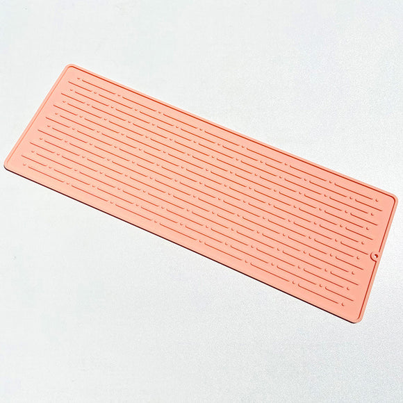 NNEDSZ 40.5*14.5CM Pink Silicone Draining Mat 4-Pack - Heat-Resistant Non-Slip Kitchen and Bathroom Pad for Cups and Utensils