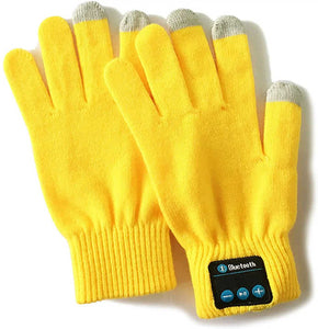 NNEDSZ Yellow Bluetooth Touchscreen Winter Gloves - Warm, Thickened, and Hands-Free for Calls and Music, Perfect for Cycling
