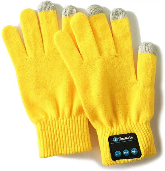 NNEDSZ Yellow Bluetooth Touchscreen Winter Gloves - Warm, Thickened, and Hands-Free for Calls and Music, Perfect for Cycling