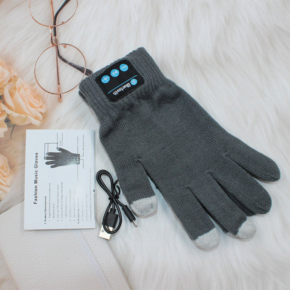 NNEDSZ Grey Bluetooth Touchscreen Winter Gloves - Warm, Thickened, and Hands-Free for Calls and Music, Perfect for Cycling