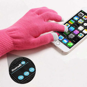 NNEDSZ Pink Bluetooth Touchscreen Winter Gloves - Warm, Thickened, and Hands-Free for Calls and Music, Perfect for Cycling