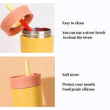 2 Pcs Yellow 12oz Insulated Tumbler with Straw - 304 Stainless Steel, BPA-Free, Leak-Proof Coffee Mug for Hot and Cold Drinks