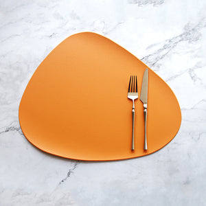 NNEDSZ 4 Pcs Orange Nordic-Style PVC Leather Placemats Set of 4 - Waterproof, Heat-Resistant, and Oil-Proof Triangular Table Mats