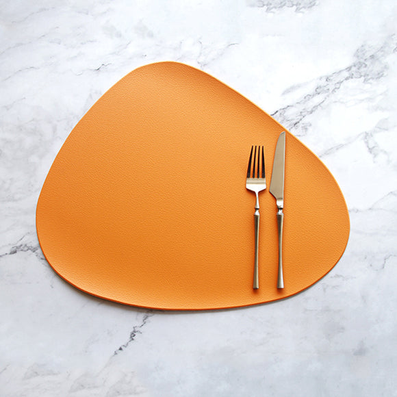 NNEDSZ 4 Pcs Orange Nordic-Style PVC Leather Placemats Set of 4 - Waterproof, Heat-Resistant, and Oil-Proof Triangular Table Mats