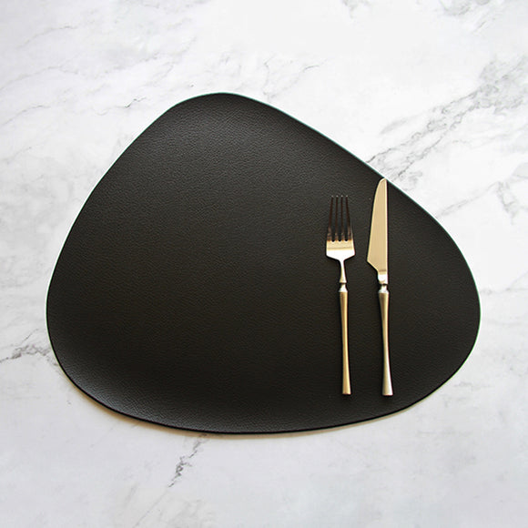 NNEDSZ 4 Pcs Black Nordic-Style PVC Leather Placemats Set of 4 - Waterproof, Heat-Resistant, and Oil-Proof Triangular Table Mats