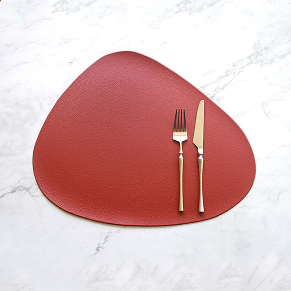 NNEDSZ 4 Pcs Red Nordic-Style PVC Leather Placemats Set of 4 - Waterproof, Heat-Resistant, and Oil-Proof Triangular Table Mats