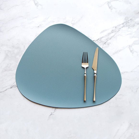 NNEDSZ 4 Pcs Blue Nordic-Style PVC Leather Placemats Set of 4 - Waterproof, Heat-Resistant, and Oil-Proof Triangular Table Mats