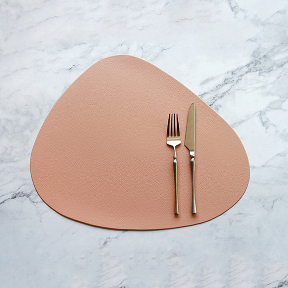 NNEDSZ 4 Pcs Pink Nordic-Style PVC Leather Placemats Set of 4 - Waterproof, Heat-Resistant, and Oil-Proof Triangular Table Mats