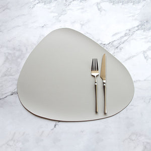 NNEDSZ 4 Pcs Grey Nordic-Style PVC Leather Placemats Set of 4 - Waterproof, Heat-Resistant, and Oil-Proof Triangular Table Mats