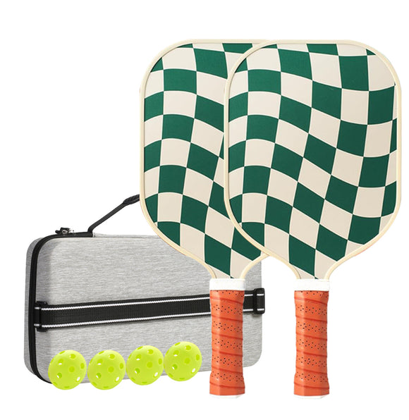 NNEDSZ Set 1 White  And Green T700 Carbon Fiber Pickleball Paddle Set - 2 Paddles, 4 Balls, and Portable Carry Bag for Adults and Students
