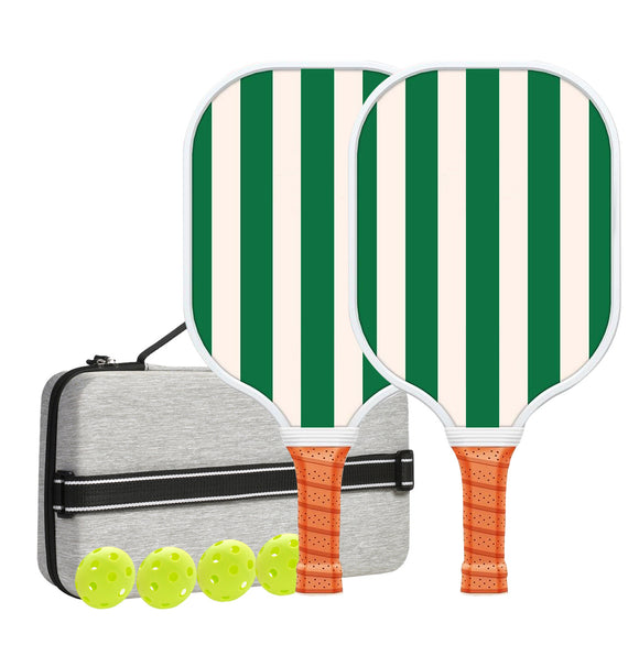 NNEDSZ Set 4 White And Green T700 Carbon Fiber Pickleball Paddle Set - 2 Paddles, 4 Balls, and Portable Carry Bag for Adults and Students