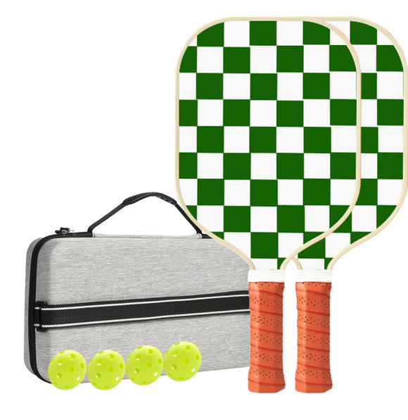 NNEDSZ Set 5 White And Green T700 Carbon Fiber Pickleball Paddle Set - 2 Paddles, 4 Balls, and Portable Carry Bag for Adults and Students