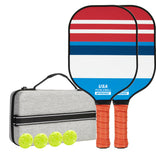 NNEDSZ Style 1 Colorful  Geometric Patterns Fiberglass Pickleball Paddle Set - 2 Paddles, 4 Balls, and Portable Carry Bag for Outdoor Play