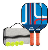 NNEDSZ Style 4 Colorful  Geometric Patterns Fiberglass Pickleball Paddle Set - 2 Paddles, 4 Balls, and Portable Carry Bag for Outdoor Play