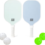 NNEDSZ Orange Fiberglass Pickleball Paddle Set - 2 Minimalist Paddles, 4 Balls, and Carry Bag for Outdoor Play