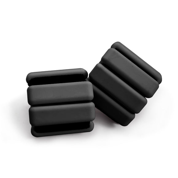 NNEDSZ Black Adjustable Silicone Wrist & Ankle Weights - 2lb Pair (900g) | Comfortable Fitness Resistance Bands for Workout, Running, Training
