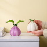 NNEDSZ 2 Pcs Purple Creative Onion-Shaped Ceramic Vase for Hydroponic Plants - Cute INS Style Floral Decor for Living Room or Office