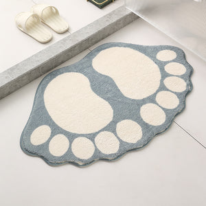 NNEDSZ 2 Pcs Grey And White Foot-Shaped Plush Bath Mat - Non-Slip Absorbent Bathroom Rug for Bedroom and Doorway (50x80cm)