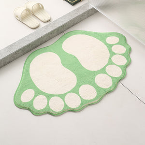 NNEDSZ 2 Pcs Light Green And White Foot-Shaped Plush Bath Mat - Non-Slip Absorbent Bathroom Rug for Bedroom and Doorway (50x80cm)