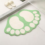 NNEDSZ 2 Pcs Light Green And White Foot-Shaped Plush Bath Mat - Non-Slip Absorbent Bathroom Rug for Bedroom and Doorway (50x80cm)