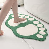 NNEDSZ 2 Pcs Red And White Foot-Shaped Plush Bath Mat - Non-Slip Absorbent Bathroom Rug for Bedroom and Doorway (50x80cm)