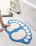 NNEDSZ 2 Pcs Red And White Foot-Shaped Plush Bath Mat - Non-Slip Absorbent Bathroom Rug for Bedroom and Doorway (50x80cm)