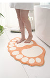 NNEDSZ 2 Pcs Red And White Foot-Shaped Plush Bath Mat - Non-Slip Absorbent Bathroom Rug for Bedroom and Doorway (50x80cm)