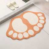 NNEDSZ 2 Pcs Orange And White Foot-Shaped Plush Bath Mat - Non-Slip Absorbent Bathroom Rug for Bedroom and Doorway (50x80cm)