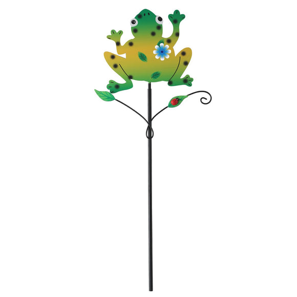 NNEDSZ Green Frog Pattern Charming Metal Garden Stakes | Welcome Yard & Lawn Decor