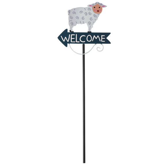 NNEDSZ Grey Goat Pattern Charming Metal Garden Stakes | Welcome Yard & Lawn Decor
