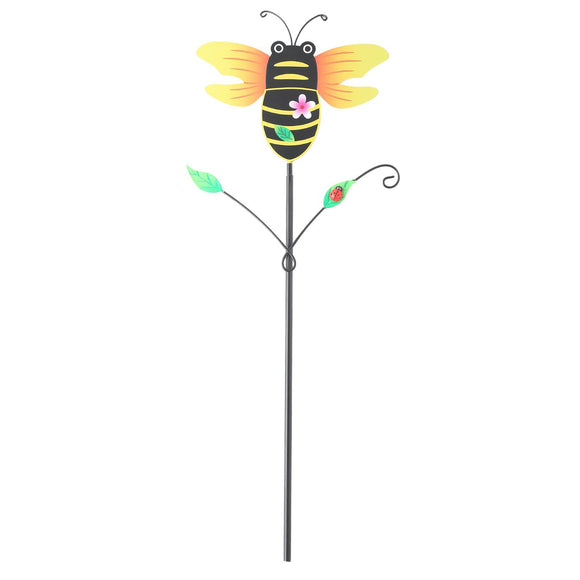 NNEDSZ Yellow And Black Bee Pattern Charming Metal Garden Stakes | Welcome Yard & Lawn Decor
