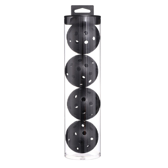 NNEDSZ 2 Tubes Black Outdoor Pickleball Balls 4-Pack - Durable 40-Hole Design with Carry Tube(8 balls in total)