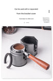 Silver Round Professional Aluminum Espresso Tamping Station - Adjustable Portafilter Holder Stand