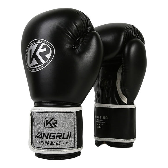 NNEDSZ Black And Silver Durable 8oz PU Leather Boxing Gloves - Padded & Ventilated for Training
