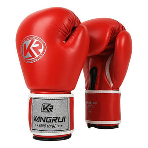 NNEDSZ Red And Silver Durable 10oz PU Leather Boxing Gloves - Padded & Ventilated for Training