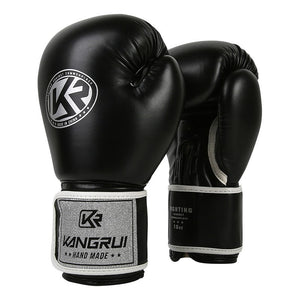 NNEDSZ Black And Silver Durable 10oz PU Leather Boxing Gloves - Padded & Ventilated for Training