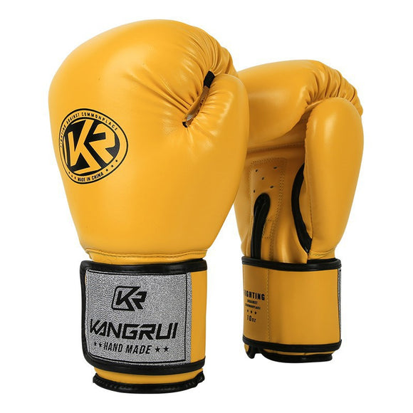 NNEDSZ Yellow And Silver Durable 10oz PU Leather Boxing Gloves - Padded & Ventilated for Training