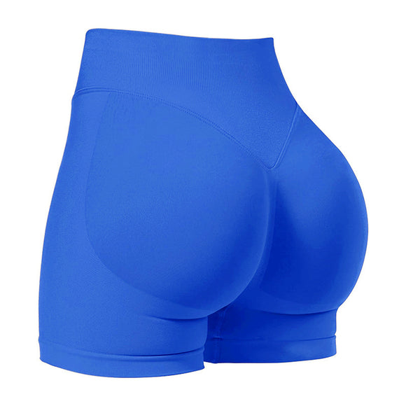 NNEDSZ S Electric Blue High-Elastic Hip Yoga Shorts - Seamless Mid-Intensity Pilates Workout Shorts